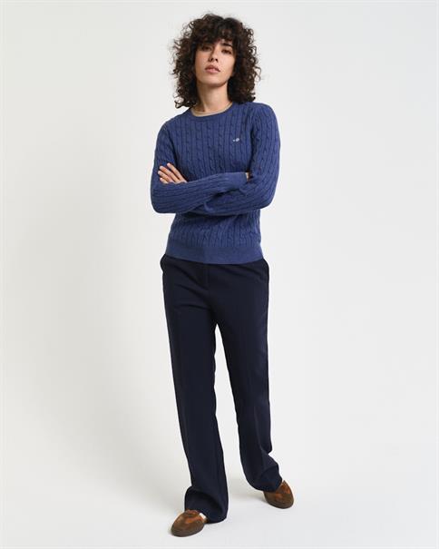 Zopfstrick Rundhalspullover aus Stretch-Baumwolle dusty navy