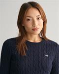 Zopfstrick Rundhalspullover aus Stretch-Baumwolle evening blue