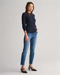Zopfstrick Rundhalspullover aus Stretch-Baumwolle evening blue