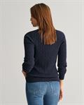 Zopfstrick Rundhalspullover aus Stretch-Baumwolle evening blue