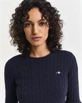 Zopfstrick Rundhalspullover aus Stretch-Baumwolle evening blue