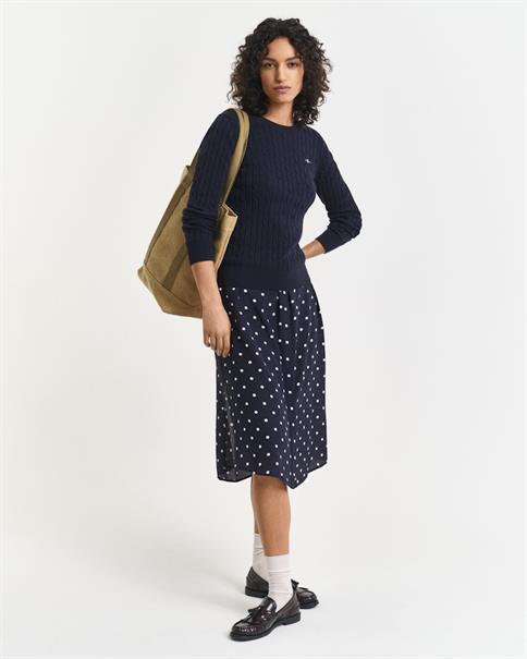 Zopfstrick Rundhalspullover aus Stretch-Baumwolle evening blue