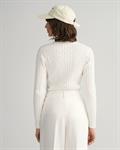 Zopfstrick V-Neck Pullover aus Stretch-Baumwolle eggshell