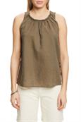 Ärmellose Smokbluse khaki green