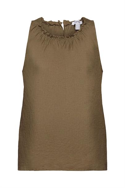 Ärmellose Smokbluse khaki green