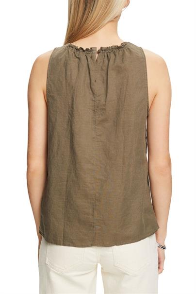 Ärmellose Smokbluse khaki green